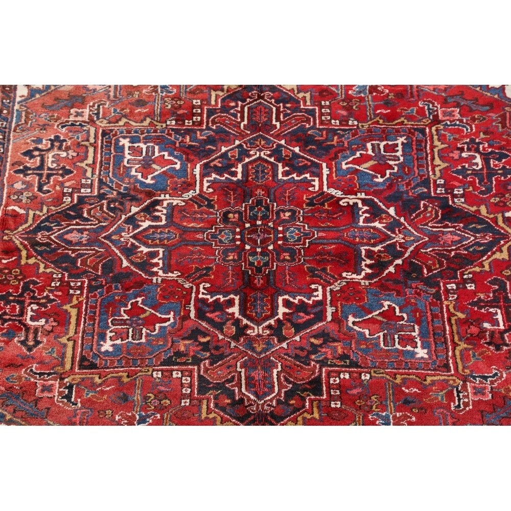 Hand Knotted Woolen Oriental Heriz Classical Persian Area Rug - 11'1" x 8'8"