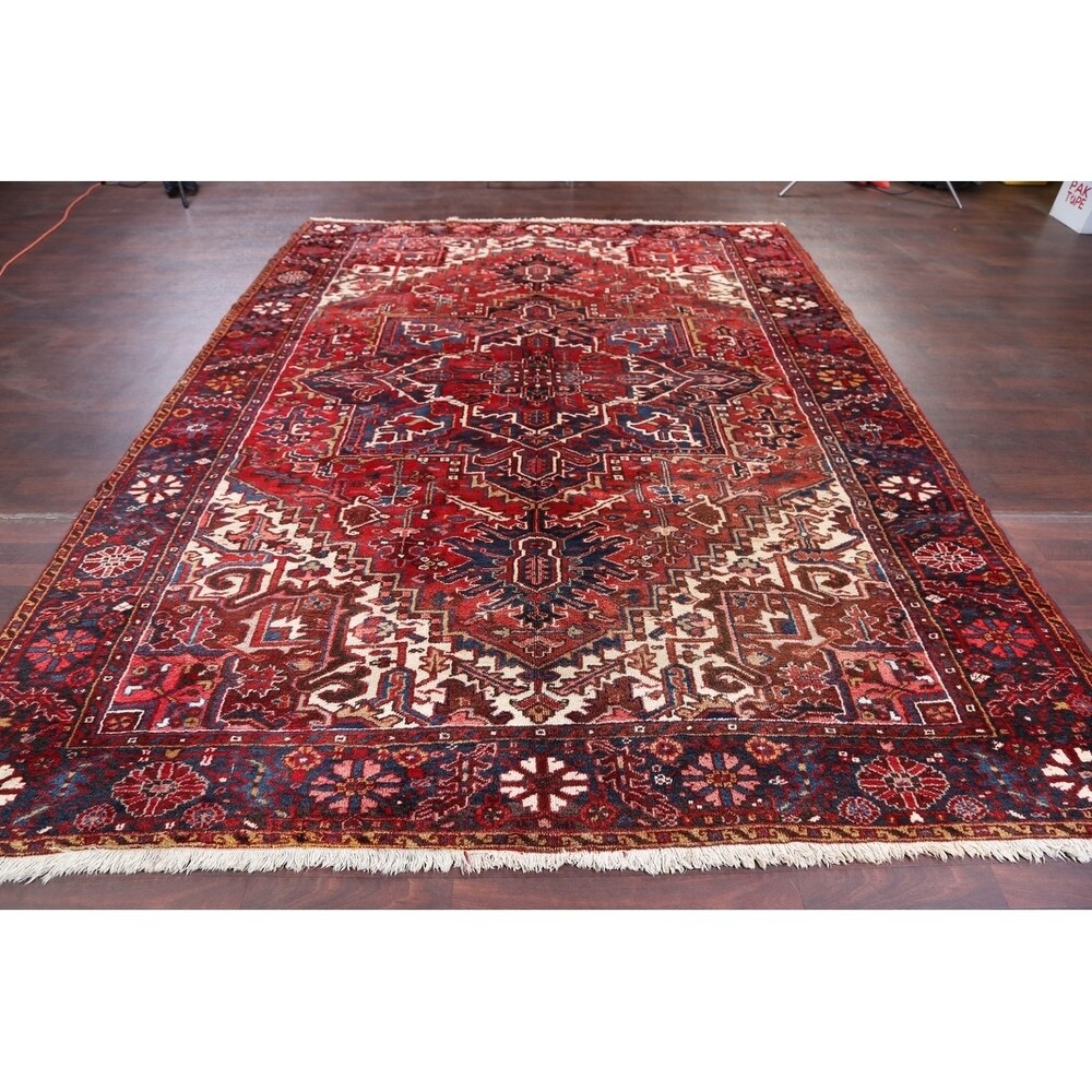 Hand Knotted Woolen Oriental Heriz Classical Persian Area Rug - 11'1" x 8'8"