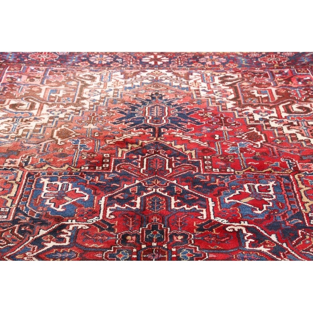 Hand Knotted Woolen Oriental Heriz Classical Persian Area Rug - 11'1" x 8'8"