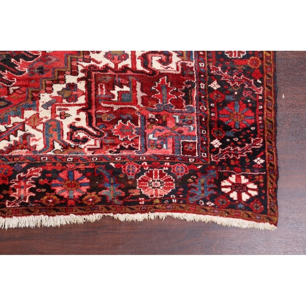 Hand Knotted Woolen Oriental Heriz Classical Persian Area Rug - 11'1" x 8'8"