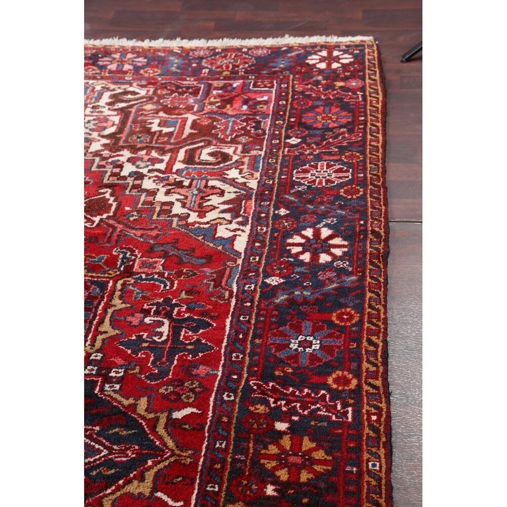 Hand Knotted Woolen Oriental Heriz Classical Persian Area Rug - 11'1" x 8'8"