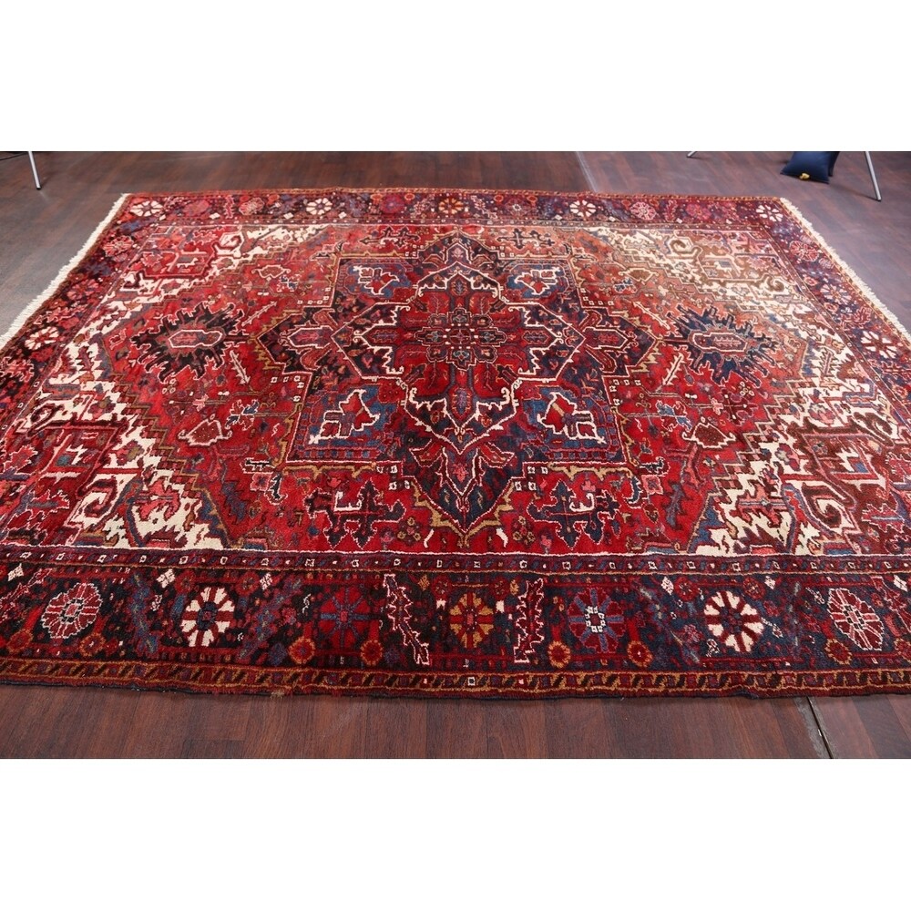 Hand Knotted Woolen Oriental Heriz Classical Persian Area Rug - 11'1" x 8'8"