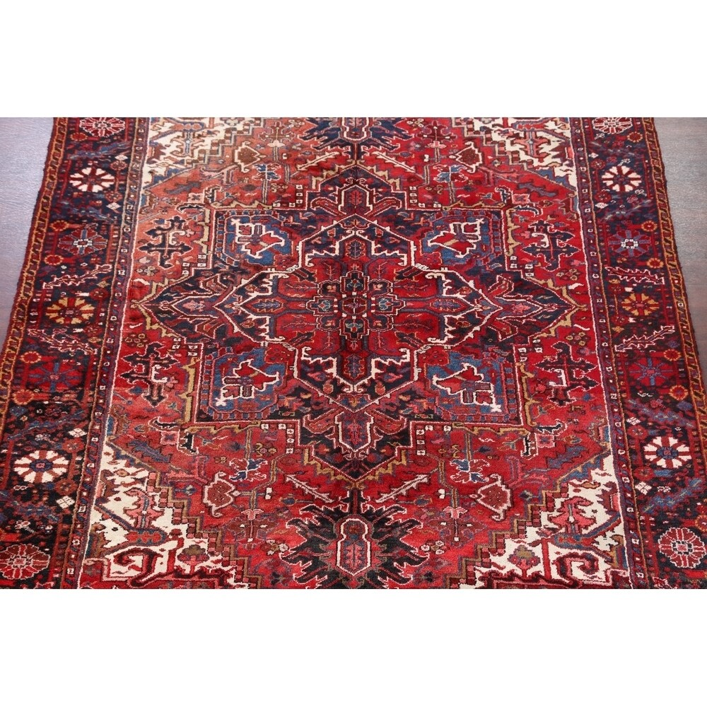 Hand Knotted Woolen Oriental Heriz Classical Persian Area Rug - 11'1" x 8'8"