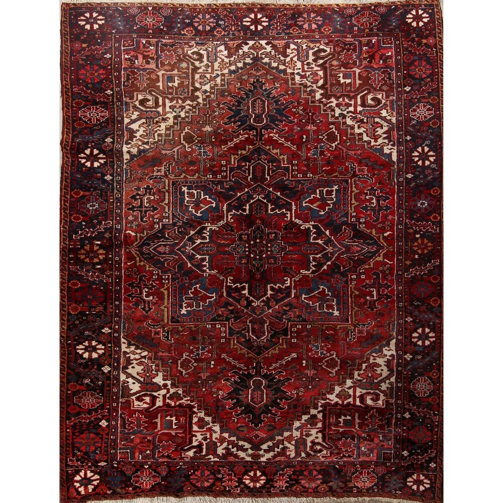 Hand Knotted Woolen Oriental Heriz Classical Persian Area Rug - 11'1" x 8'8"