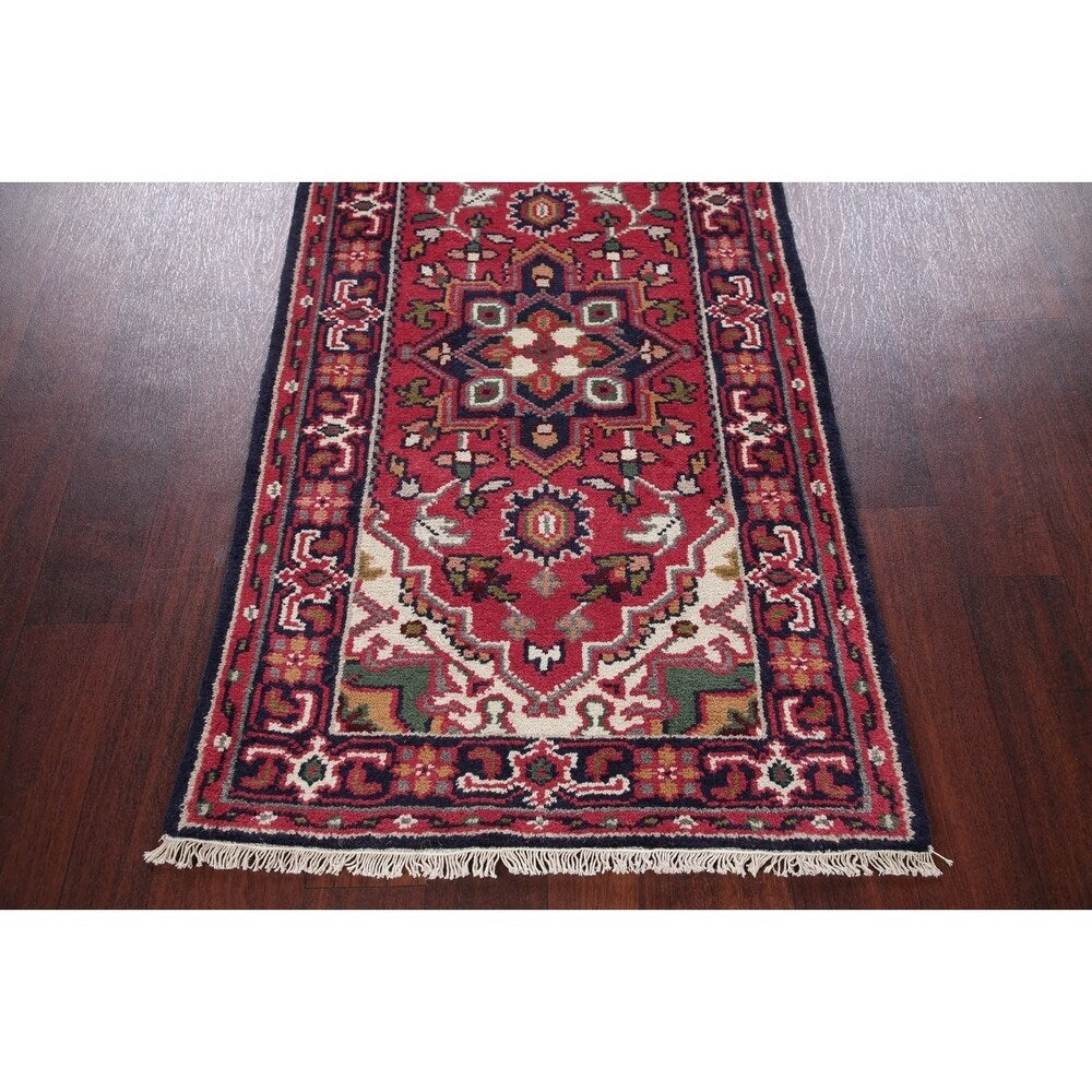 Heriz Oriental Hand Knotted Wool Traditional Persian Rug - 20'0''x 2'6''Runner