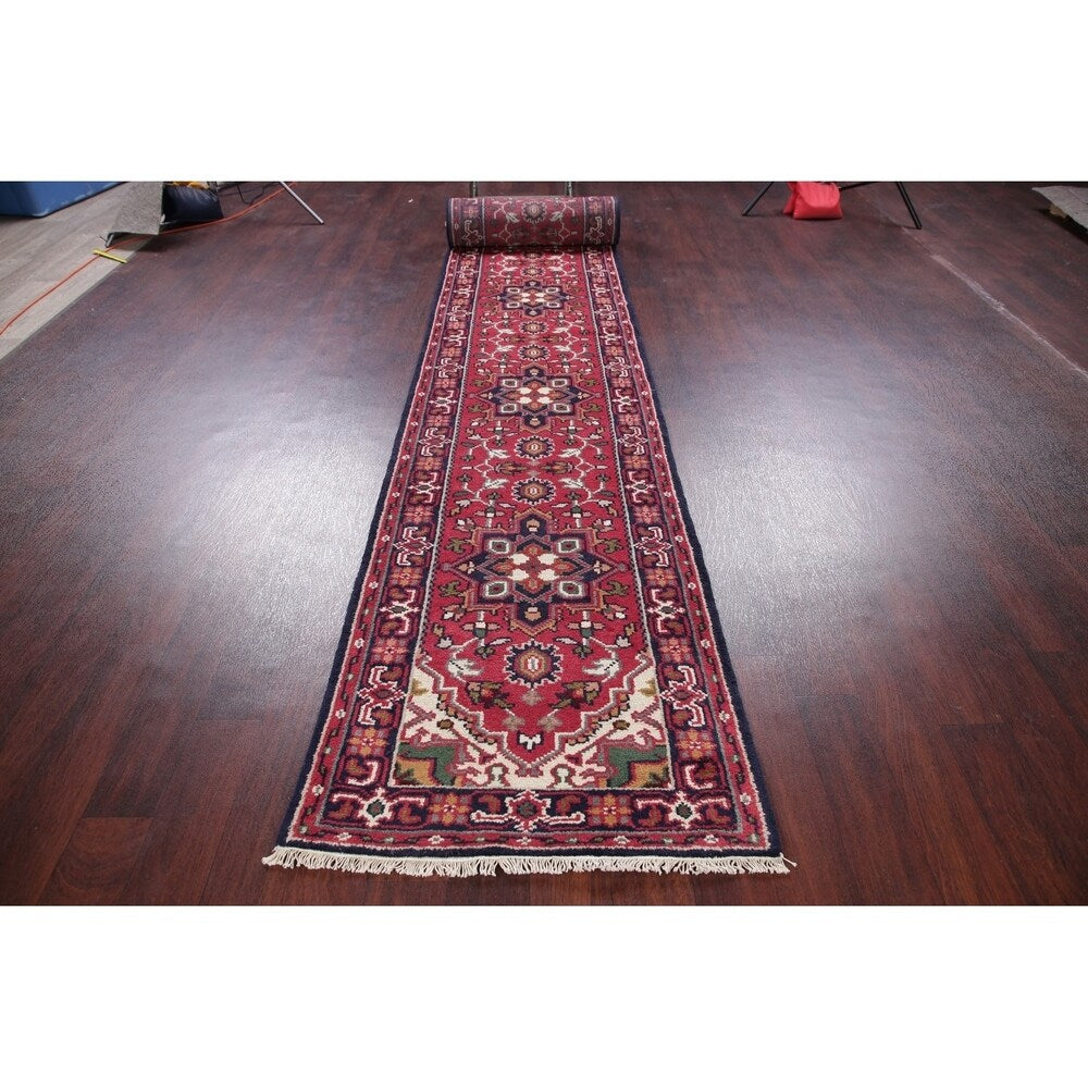 Heriz Oriental Hand Knotted Wool Traditional Persian Rug - 20'0''x 2'6''Runner