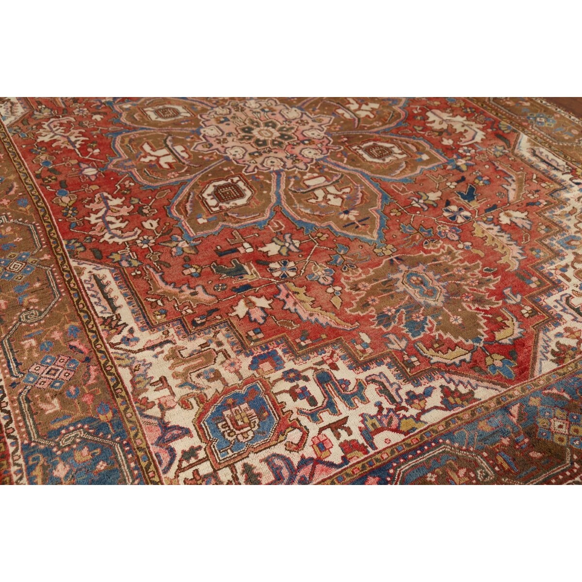 Heriz Persian Vintage Area Rug Handmade Wool Carpet - 7'7"x 10'6"