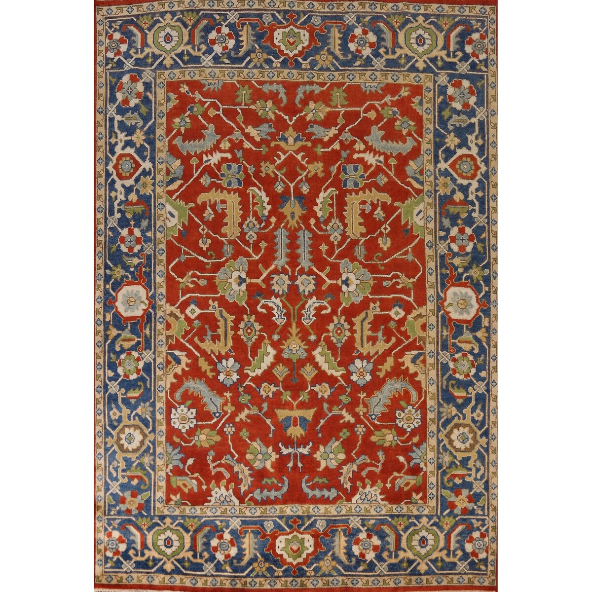 Heriz Serapi Indian Area Rug Hand-Knotted Traditional Wool Carpet - 7'11" x 9'9"