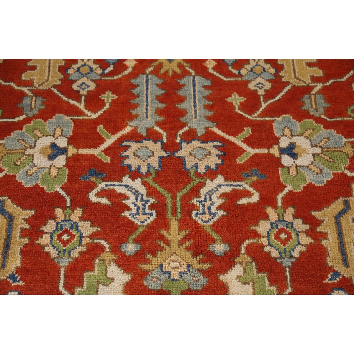 Heriz Serapi Indian Area Rug Hand-Knotted Traditional Wool Carpet - 7'11" x 9'9"