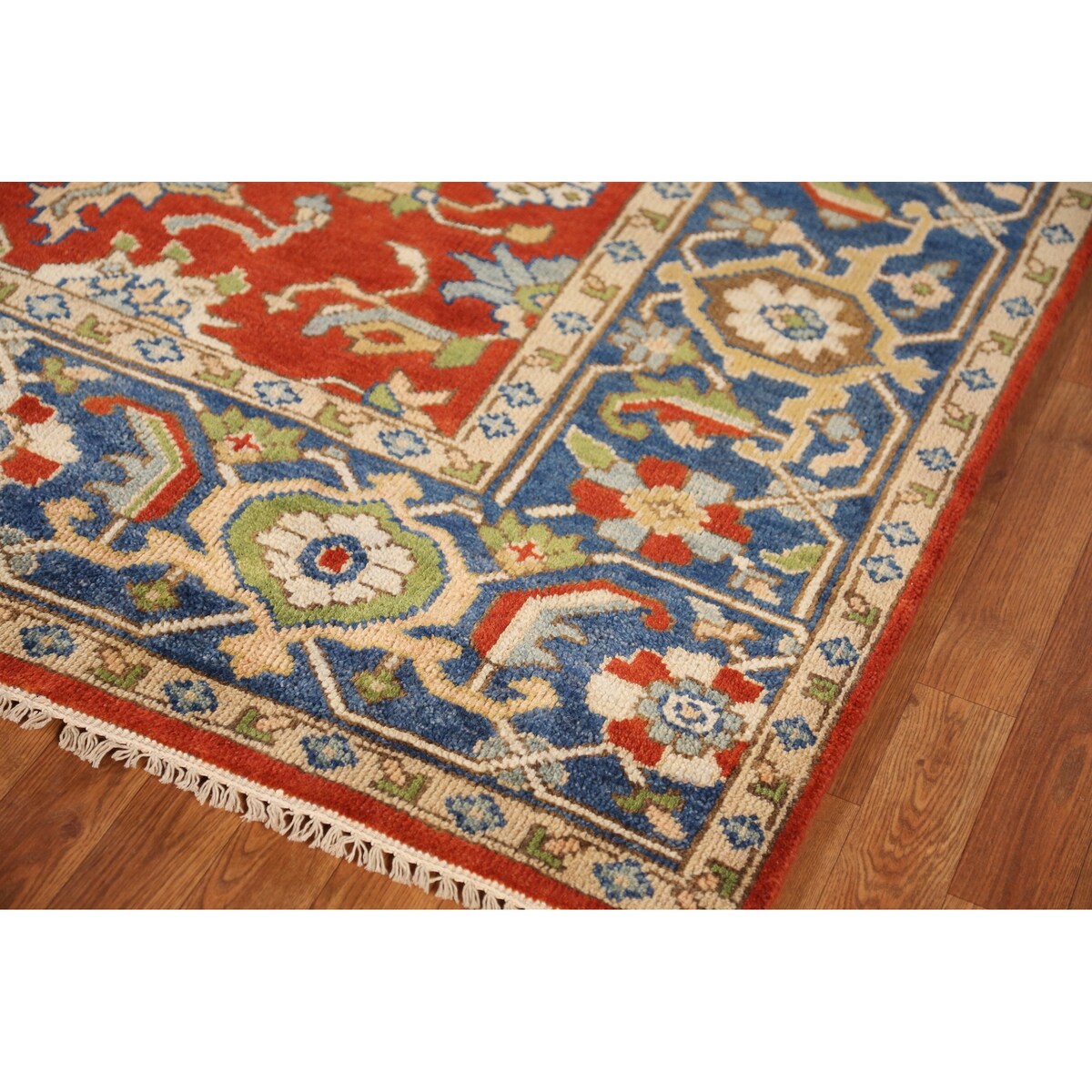 Heriz Serapi Indian Area Rug Hand-Knotted Traditional Wool Carpet - 7'11" x 9'9"