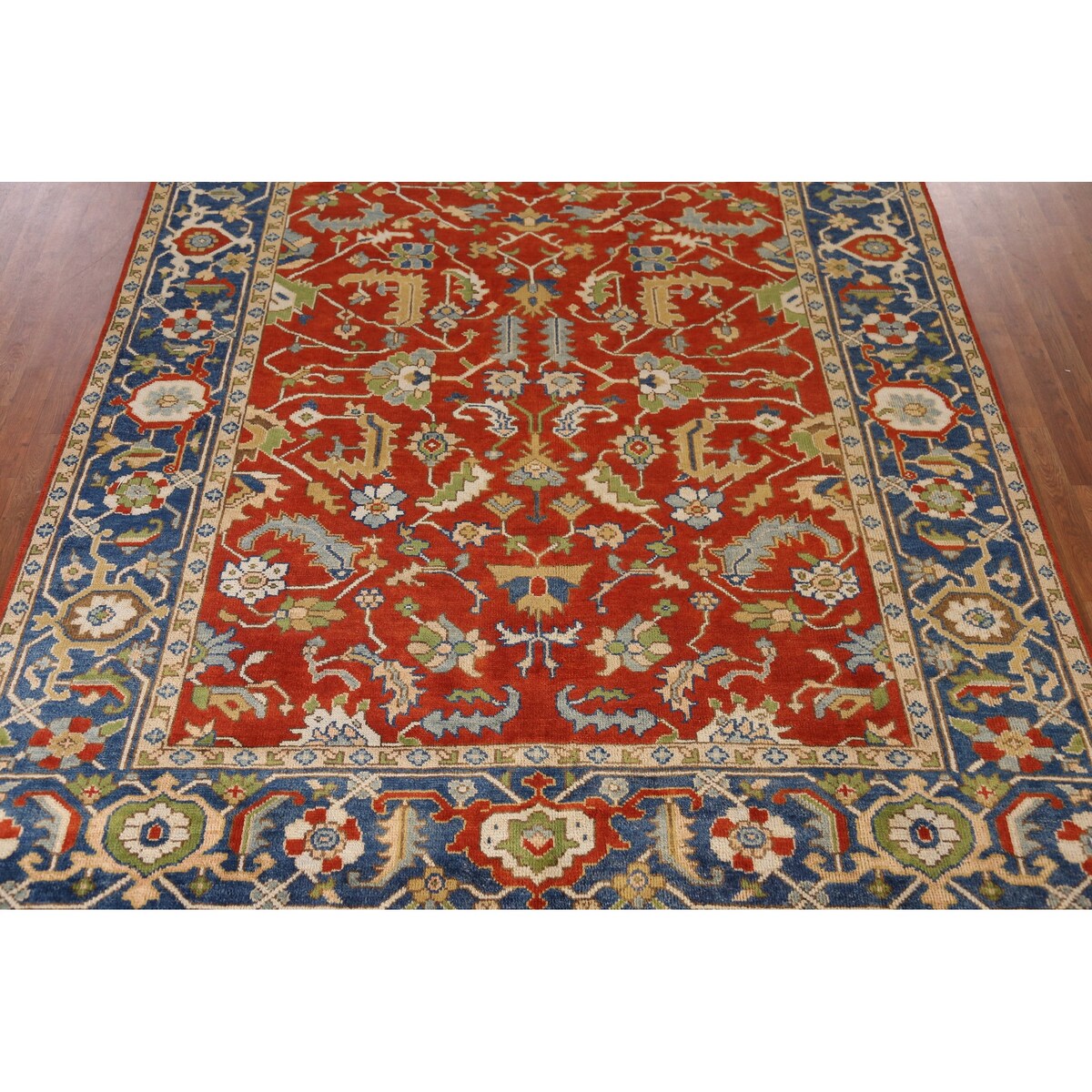 Heriz Serapi Indian Area Rug Hand-Knotted Traditional Wool Carpet - 7'11" x 9'9"
