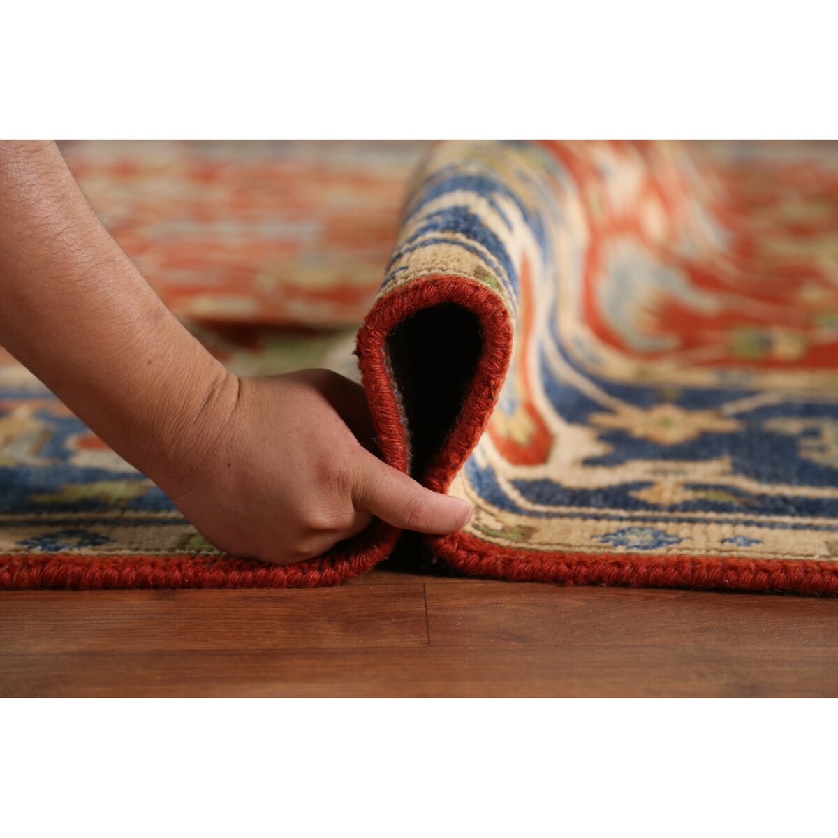 Heriz Serapi Indian Area Rug Hand-Knotted Traditional Wool Carpet - 7'11" x 9'9"