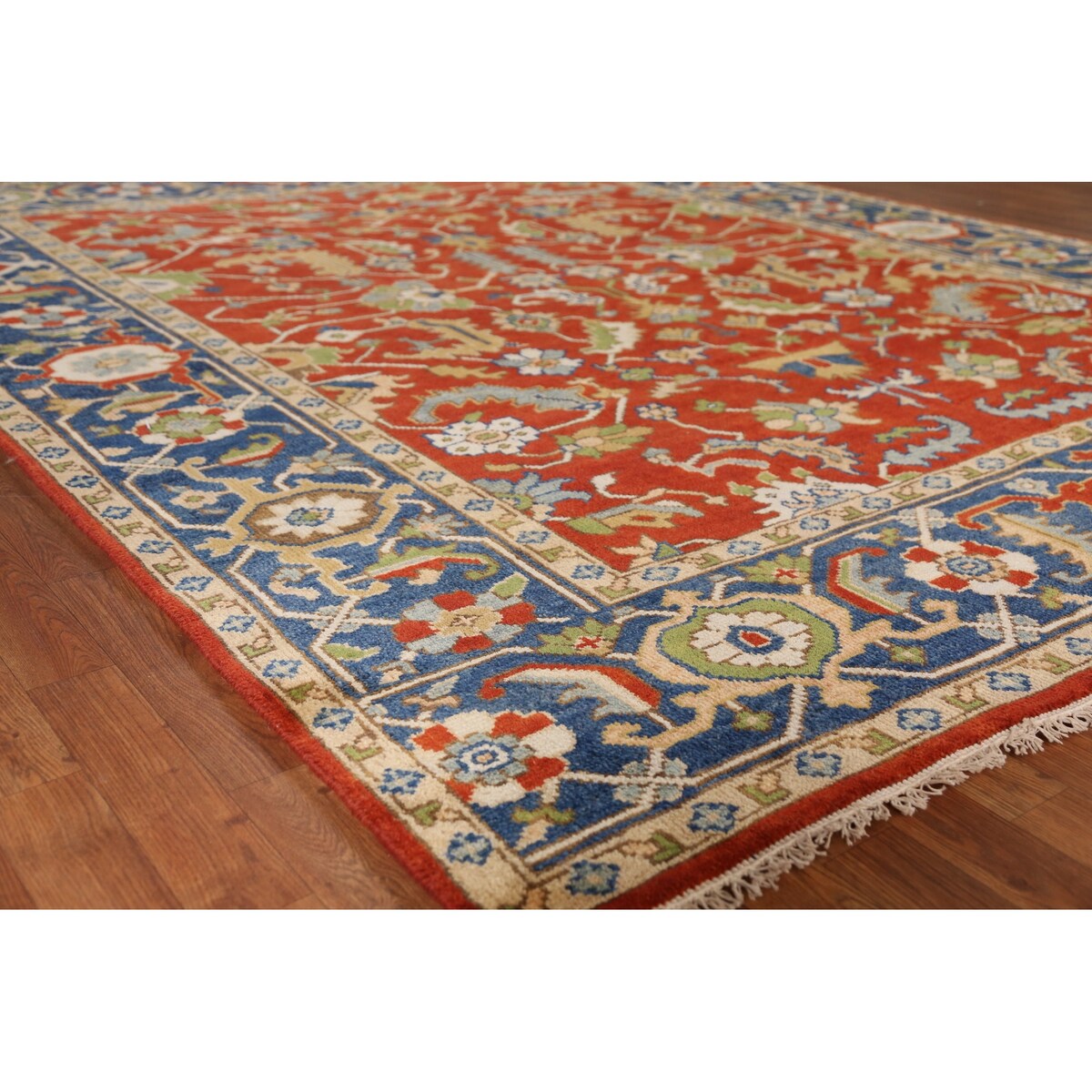 Heriz Serapi Indian Area Rug Hand-Knotted Traditional Wool Carpet - 7'11" x 9'9"