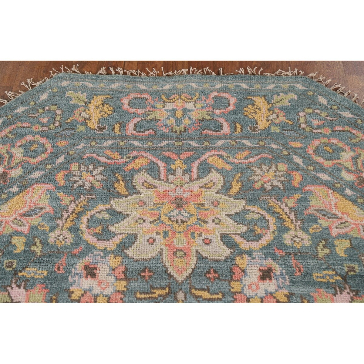 Heriz Serapi Octagon Rug Hand-Knotted Wool Carpet - 6'0"x 6'10"