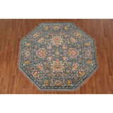 Heriz Serapi Octagon Rug Hand-Knotted Wool Carpet - 6'0"x 6'10"