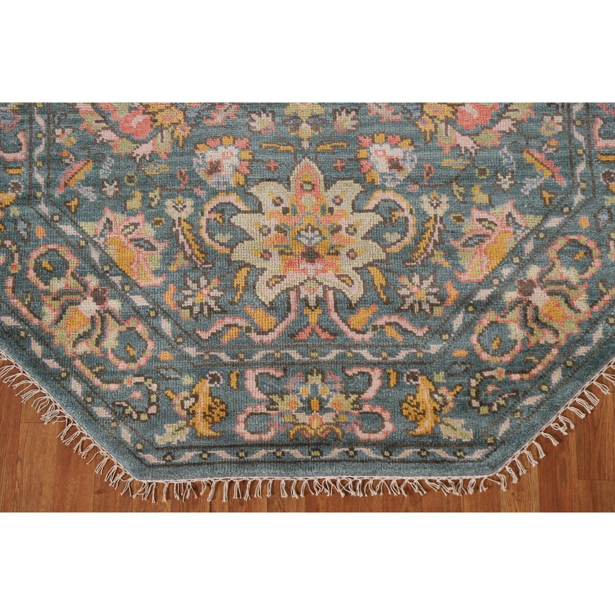 Heriz Serapi Octagon Rug Hand-Knotted Wool Carpet - 6'0"x 6'10"