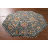 Heriz Serapi Octagon Rug Hand-Knotted Wool Carpet - 6'0"x 6'10"