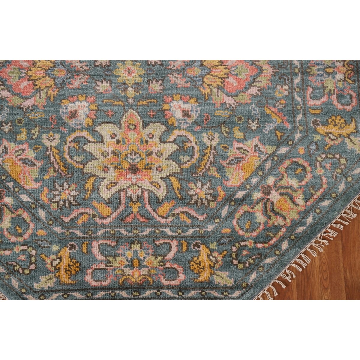 Heriz Serapi Octagon Rug Hand-Knotted Wool Carpet - 6'0"x 6'10"