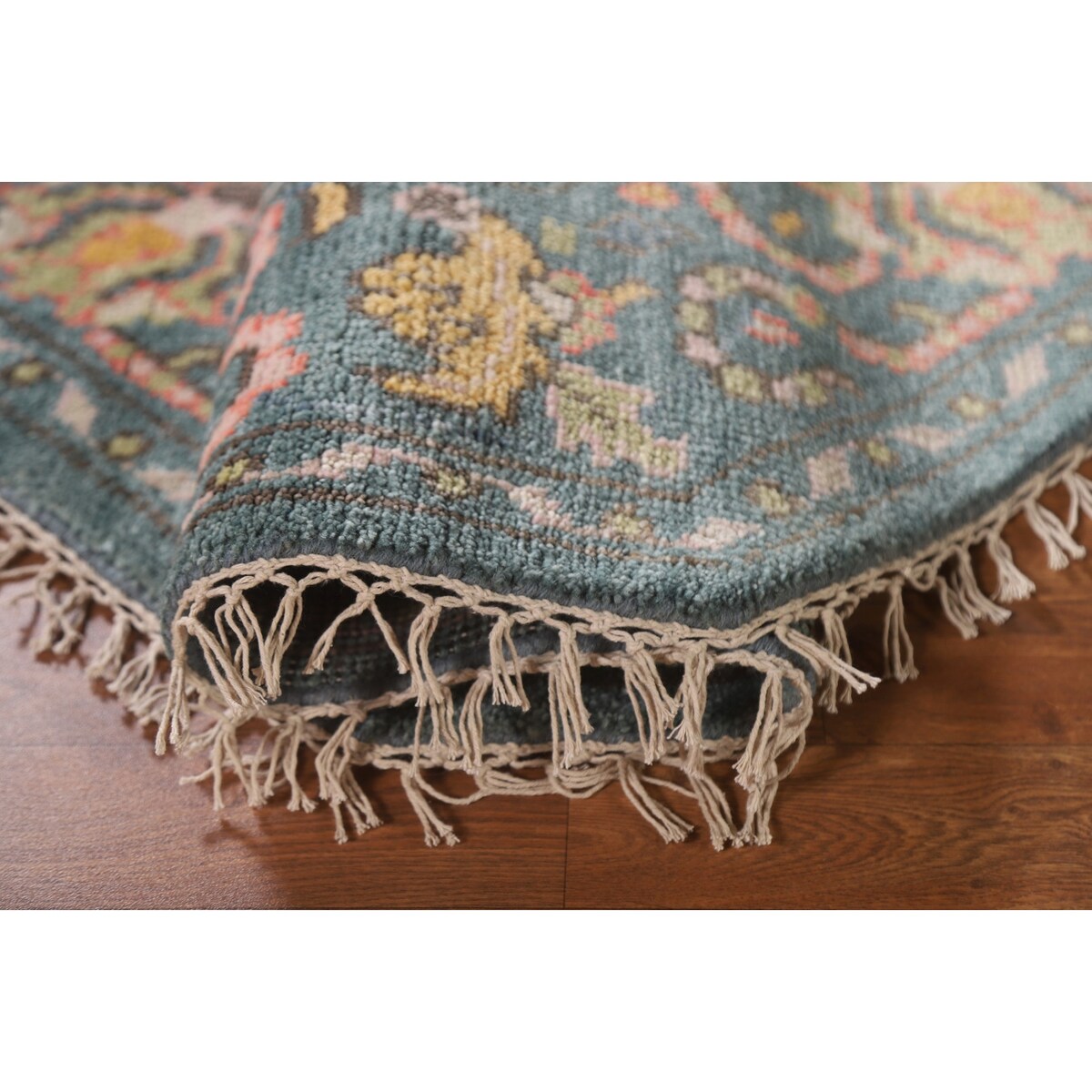 Heriz Serapi Octagon Rug Hand-Knotted Wool Carpet - 6'0"x 6'10"