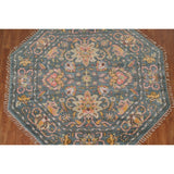 Heriz Serapi Octagon Rug Hand-Knotted Wool Carpet - 6'0"x 6'10"