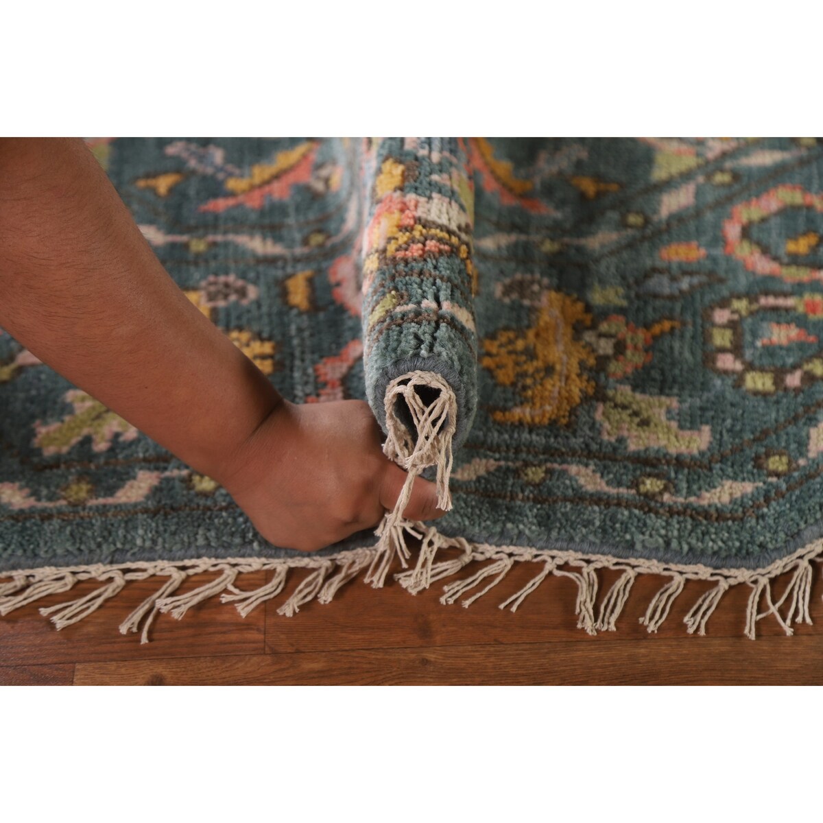 Heriz Serapi Octagon Rug Hand-Knotted Wool Carpet - 6'0"x 6'10"