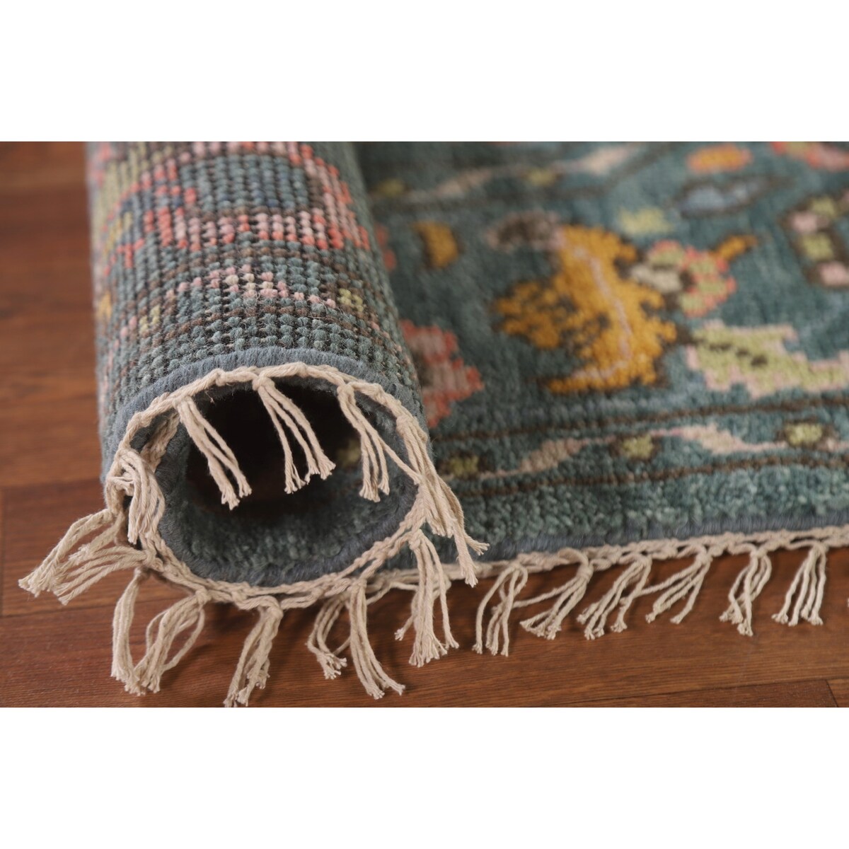 Heriz Serapi Octagon Rug Hand-Knotted Wool Carpet - 6'0"x 6'10"