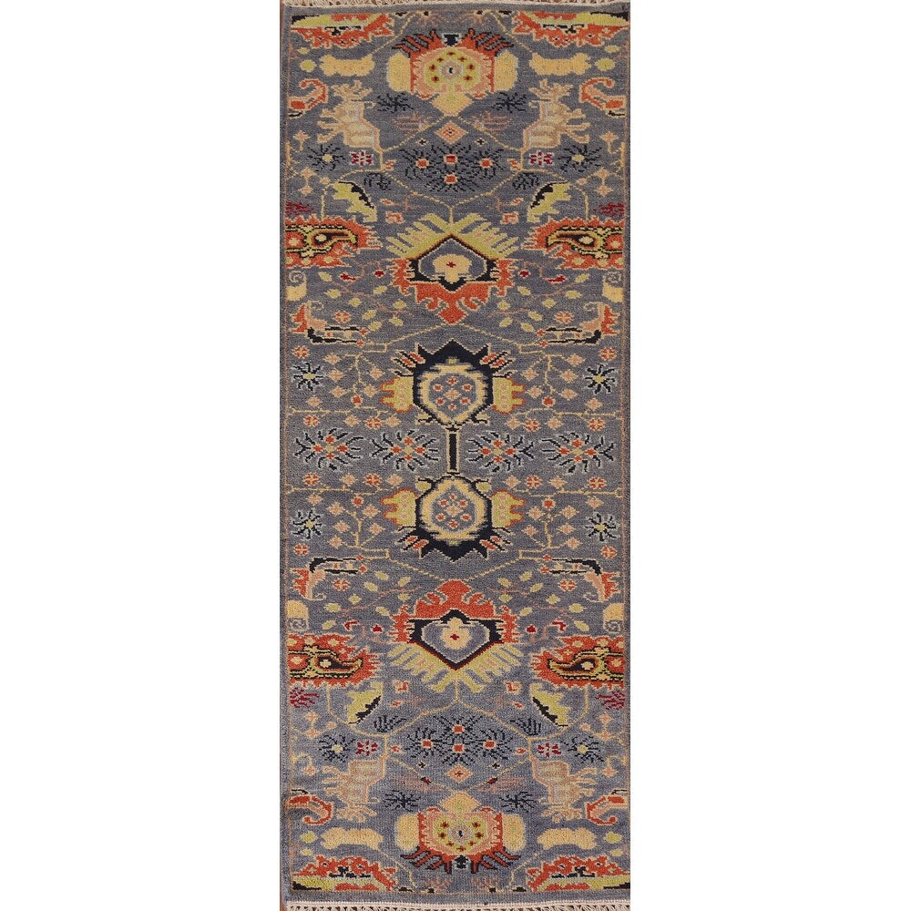 Heriz Serapi Oriental Runner Rug Hand-knotted Wool Carpet - 2'6"x 7'9"