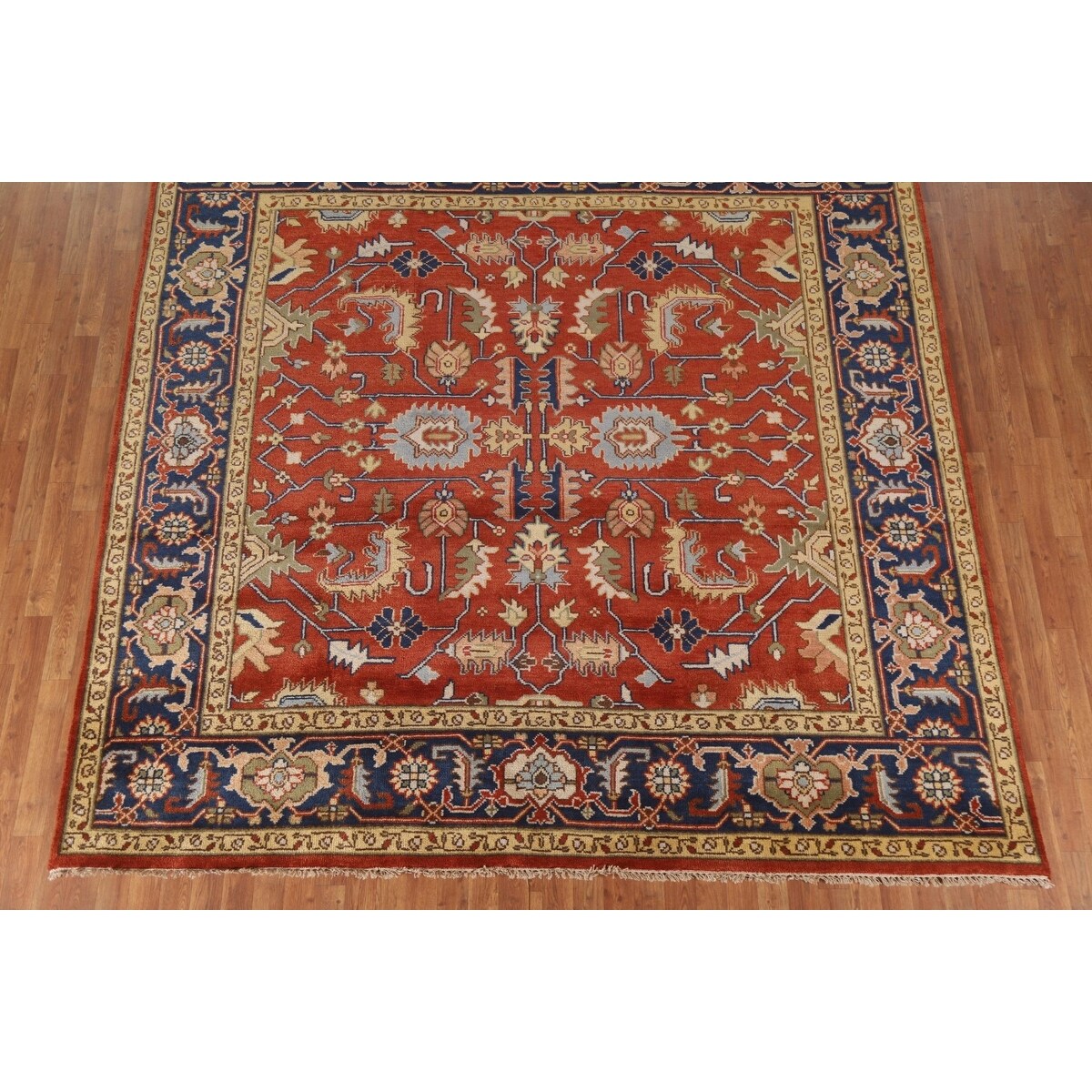 Heriz Serapi Square Area Rug Handmade Wool Carpet - 8'11"x 8'11"
