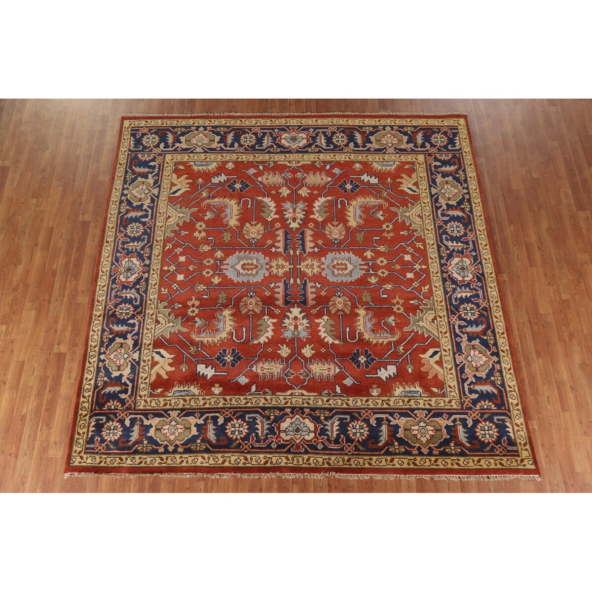 Heriz Serapi Square Area Rug Handmade Wool Carpet - 8'11"x 8'11"