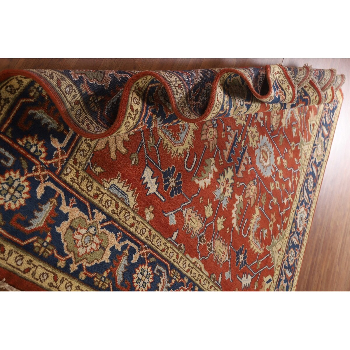 Heriz Serapi Square Area Rug Handmade Wool Carpet - 8'11"x 8'11"
