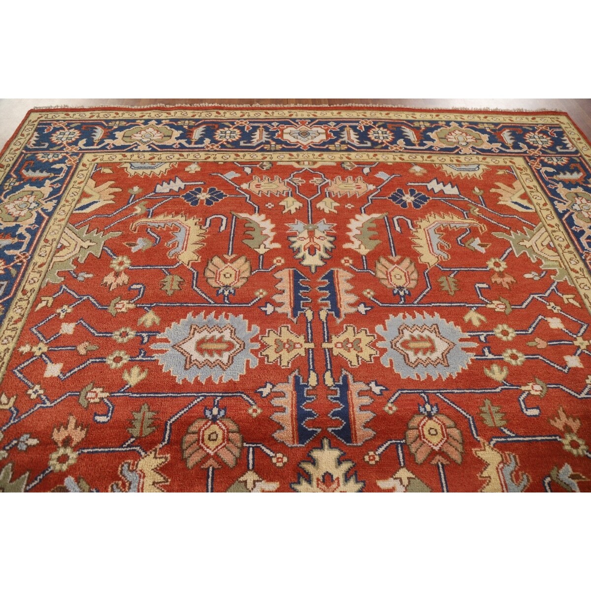 Heriz Serapi Square Area Rug Handmade Wool Carpet - 8'11"x 8'11"