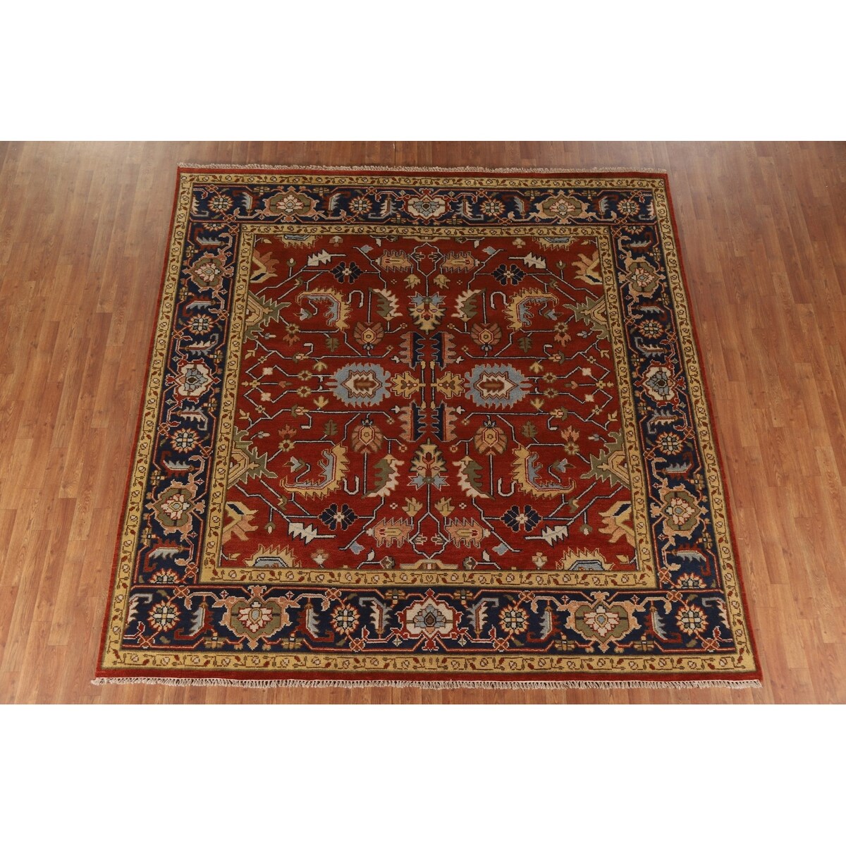 Heriz Serapi Square Area Rug Handmade Wool Carpet - 8'11"x 8'11"