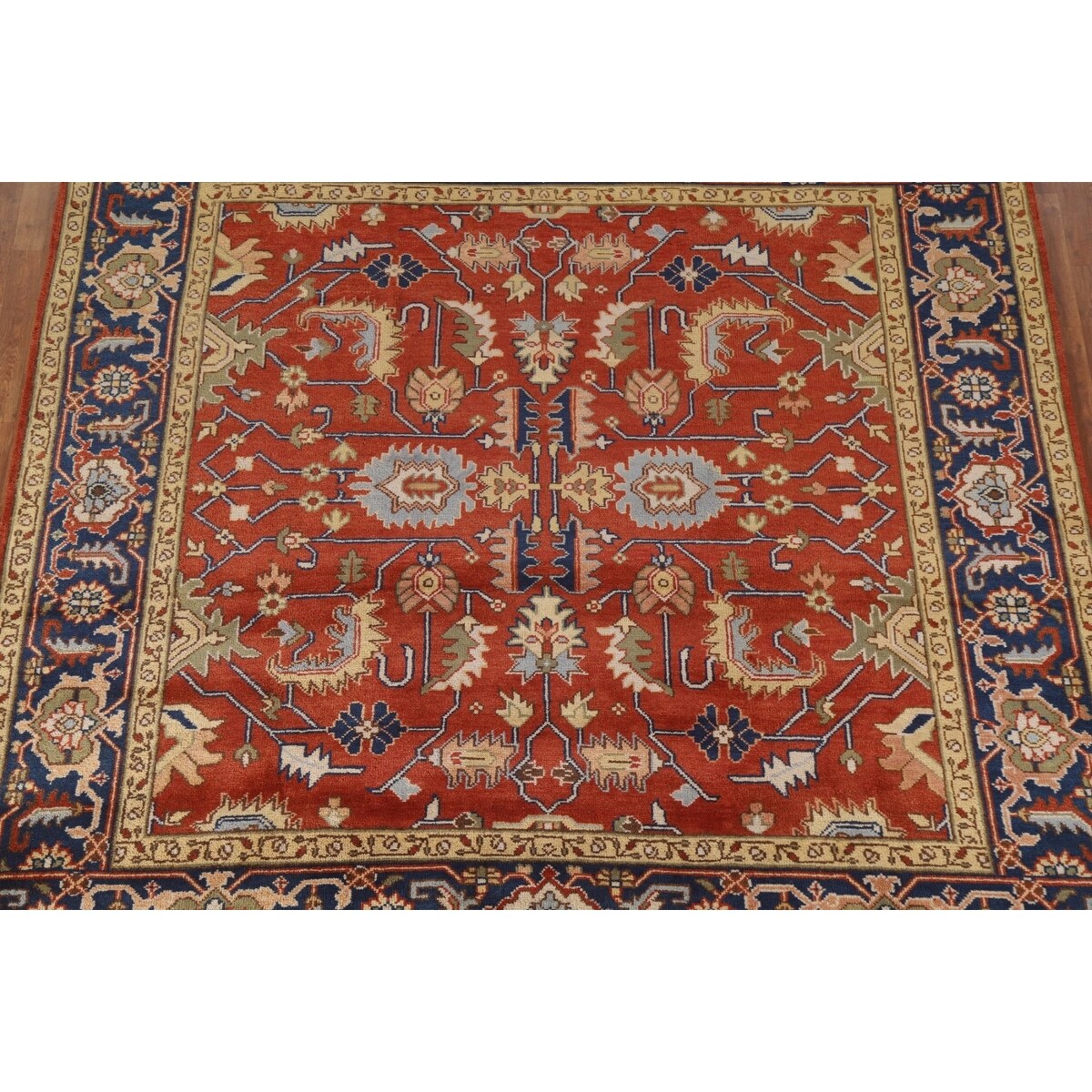 Heriz Serapi Square Area Rug Handmade Wool Carpet - 8'11"x 8'11"