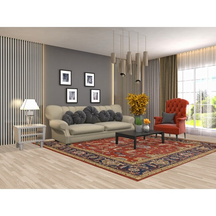 Heriz Serapi Square Area Rug Handmade Wool Carpet - 8'11"x 8'11"