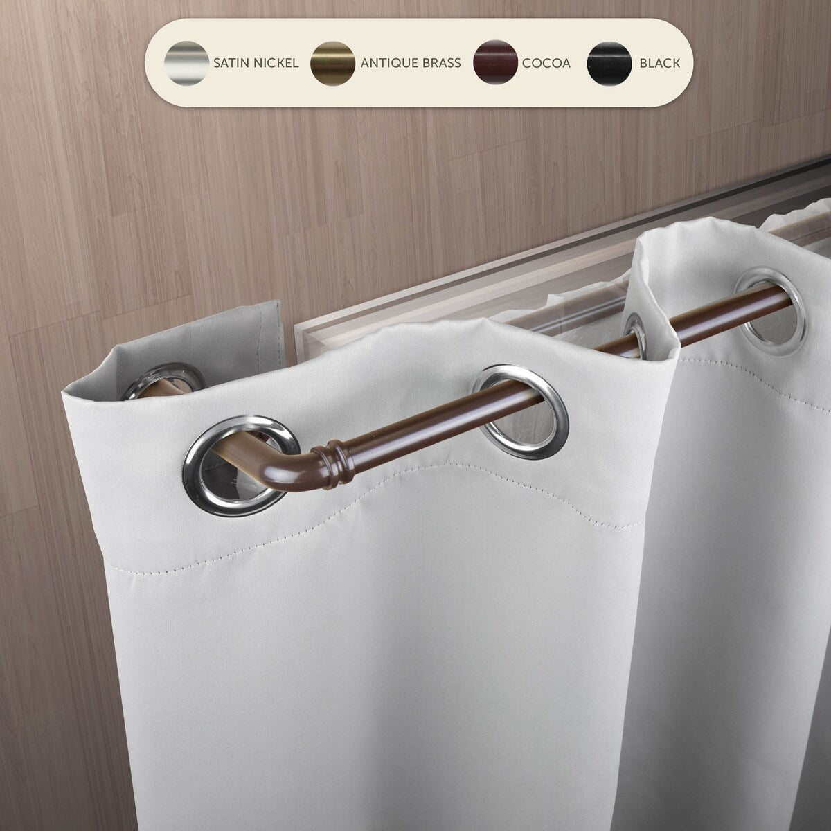 Hermosa Home 5/8" Double Blackout Curtain Rod 84-120" - Cocoa
