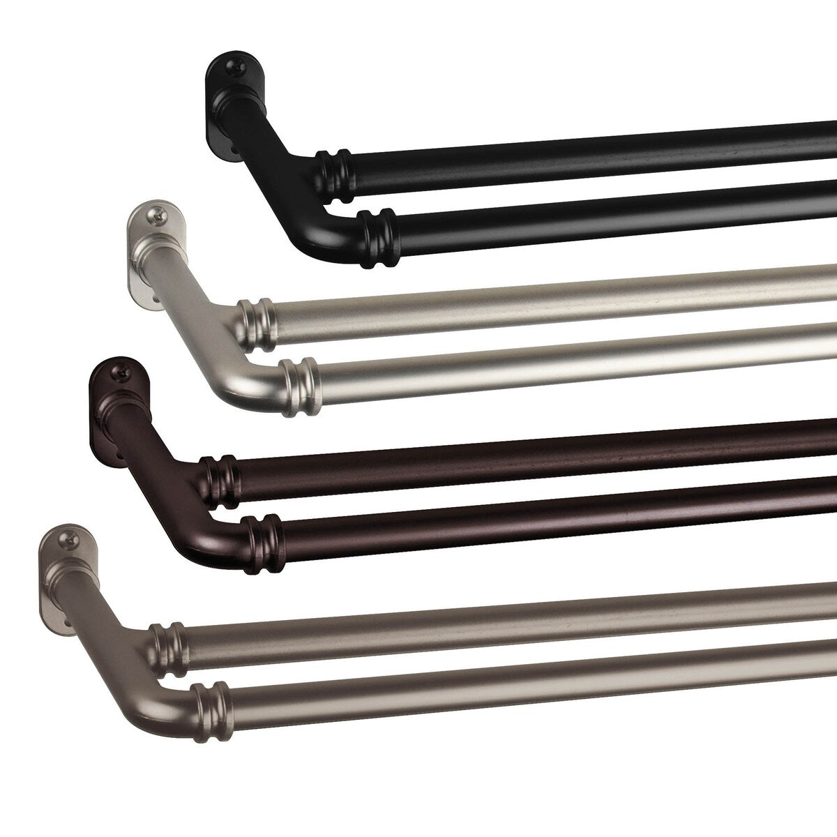 Hermosa Home 5/8" Double Blackout Curtain Rod 84-120" - Cocoa
