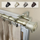 Hermosa Home Cairo 1 Inch Double Curtain Rod 48-84" - Light Gold