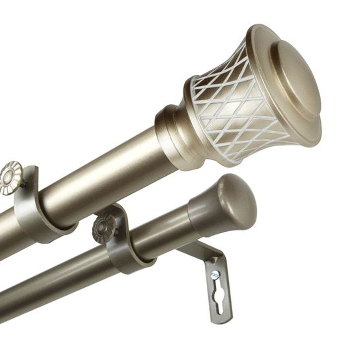 Hermosa Home Cairo 1 Inch Double Curtain Rod 48-84" - Light Gold