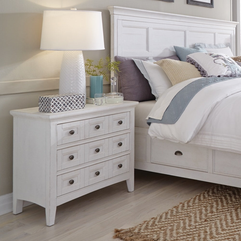 Heron Cove Relaxed Traditional Soft White 3 Drawer Nightstand