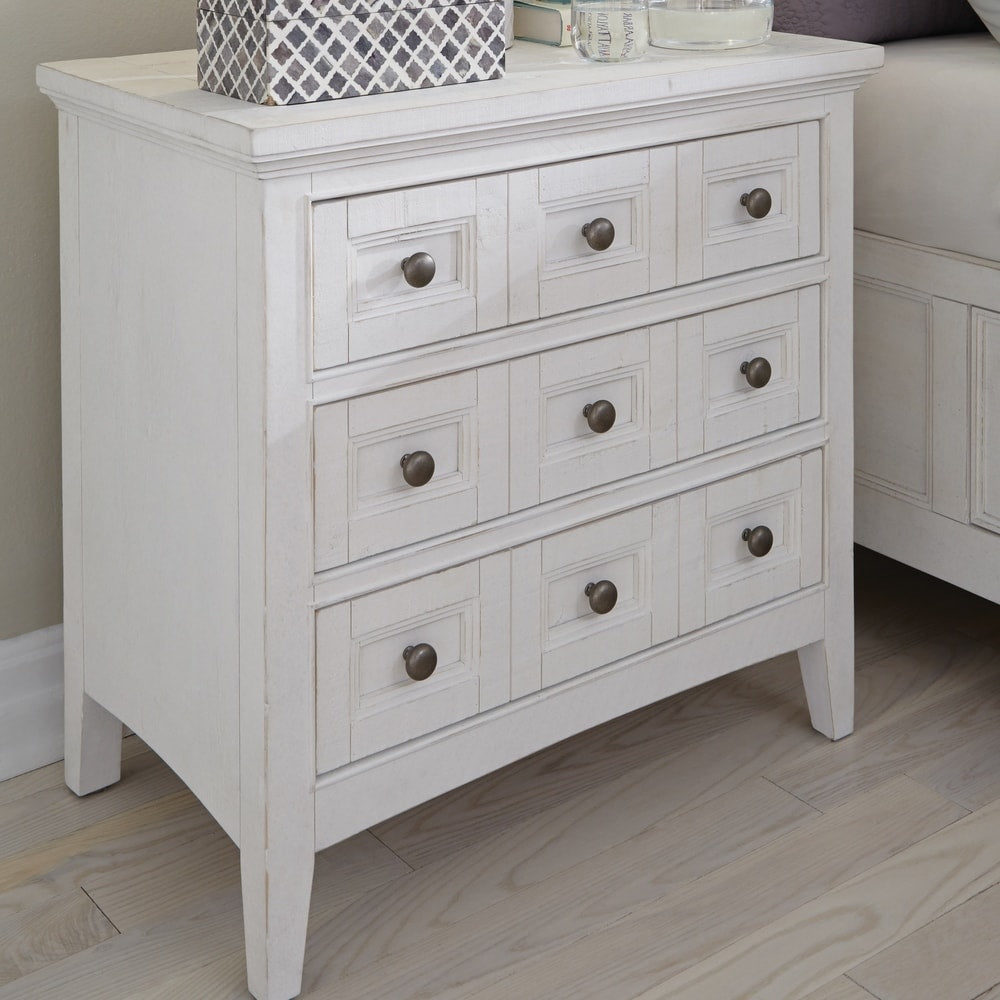 Heron Cove Relaxed Traditional Soft White 3 Drawer Nightstand