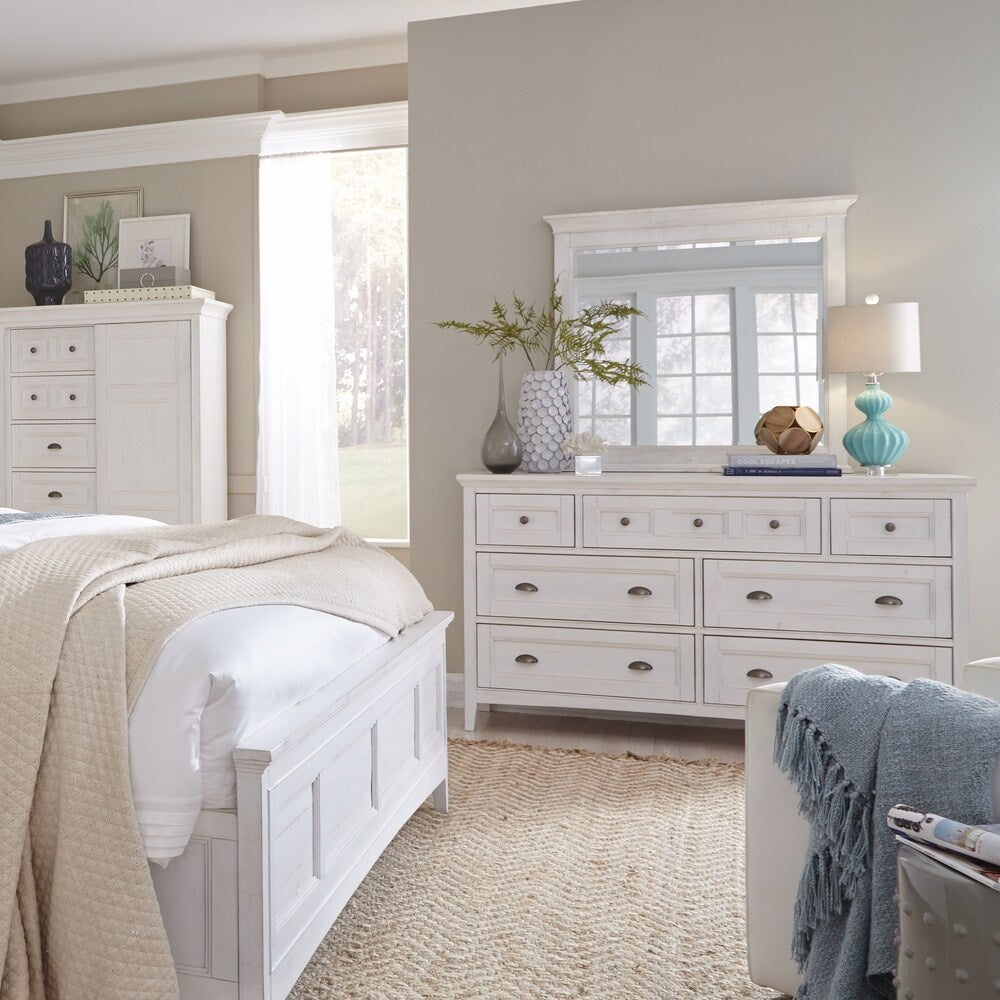 Heron Cove Relaxed Traditional Soft White 7 Drawer Dresser