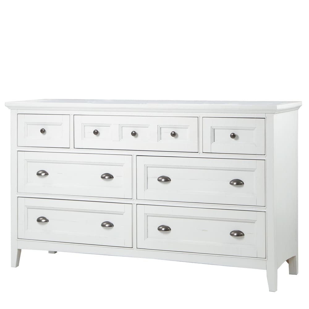 Heron Cove Relaxed Traditional Soft White 7 Drawer Dresser