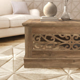 GALANO Heron Mission 34.8 in. Knotty Oak Wood Top Square Coffee Table