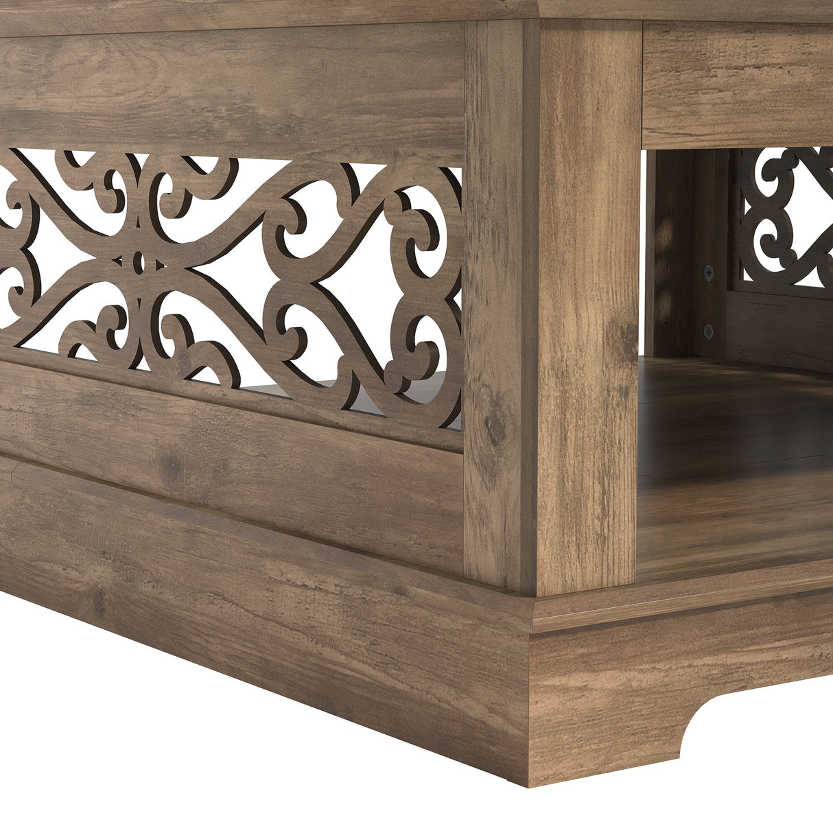 GALANO Heron Mission 34.8 in. Knotty Oak Wood Top Square Coffee Table