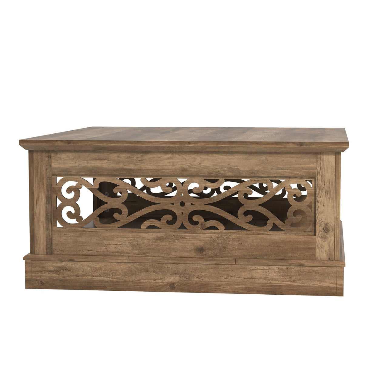 GALANO Heron Mission 34.8 in. Knotty Oak Wood Top Square Coffee Table