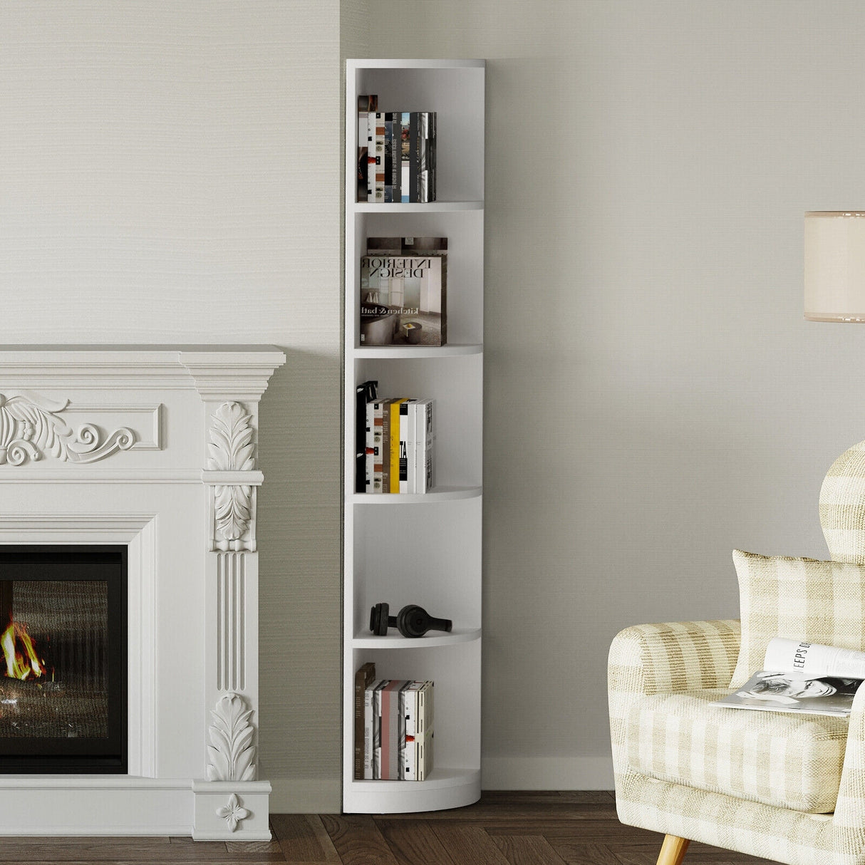 Herrell Wood 5-Tier 70.8" Tall Corner Bookshelf Bookcase
