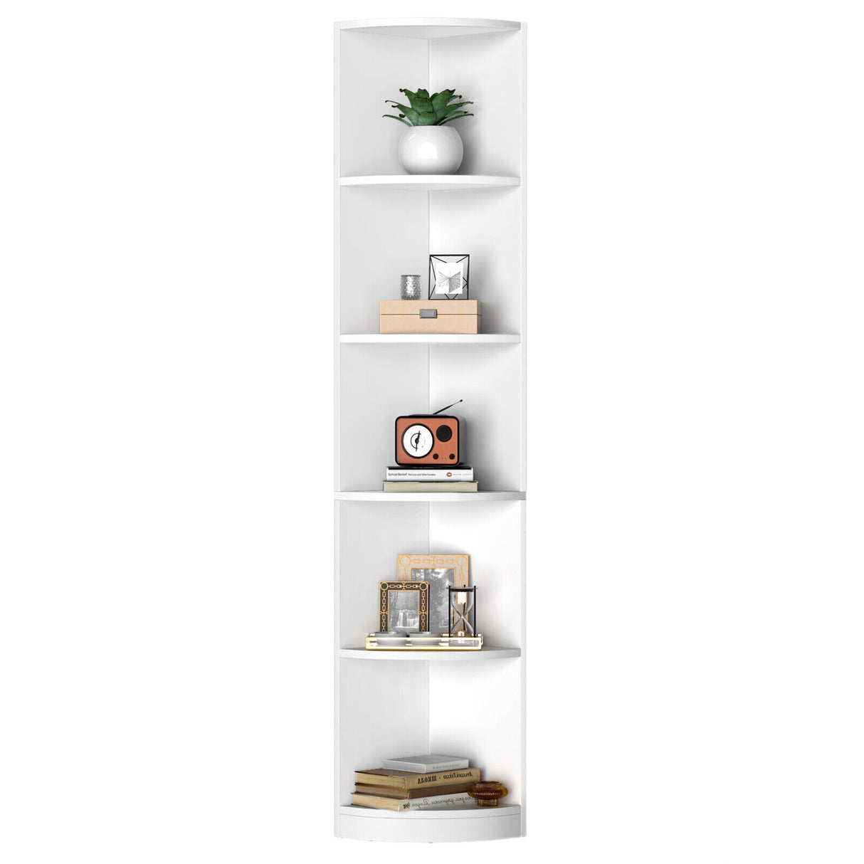Herrell Wood 5-Tier 70.8" Tall Corner Bookshelf Bookcase