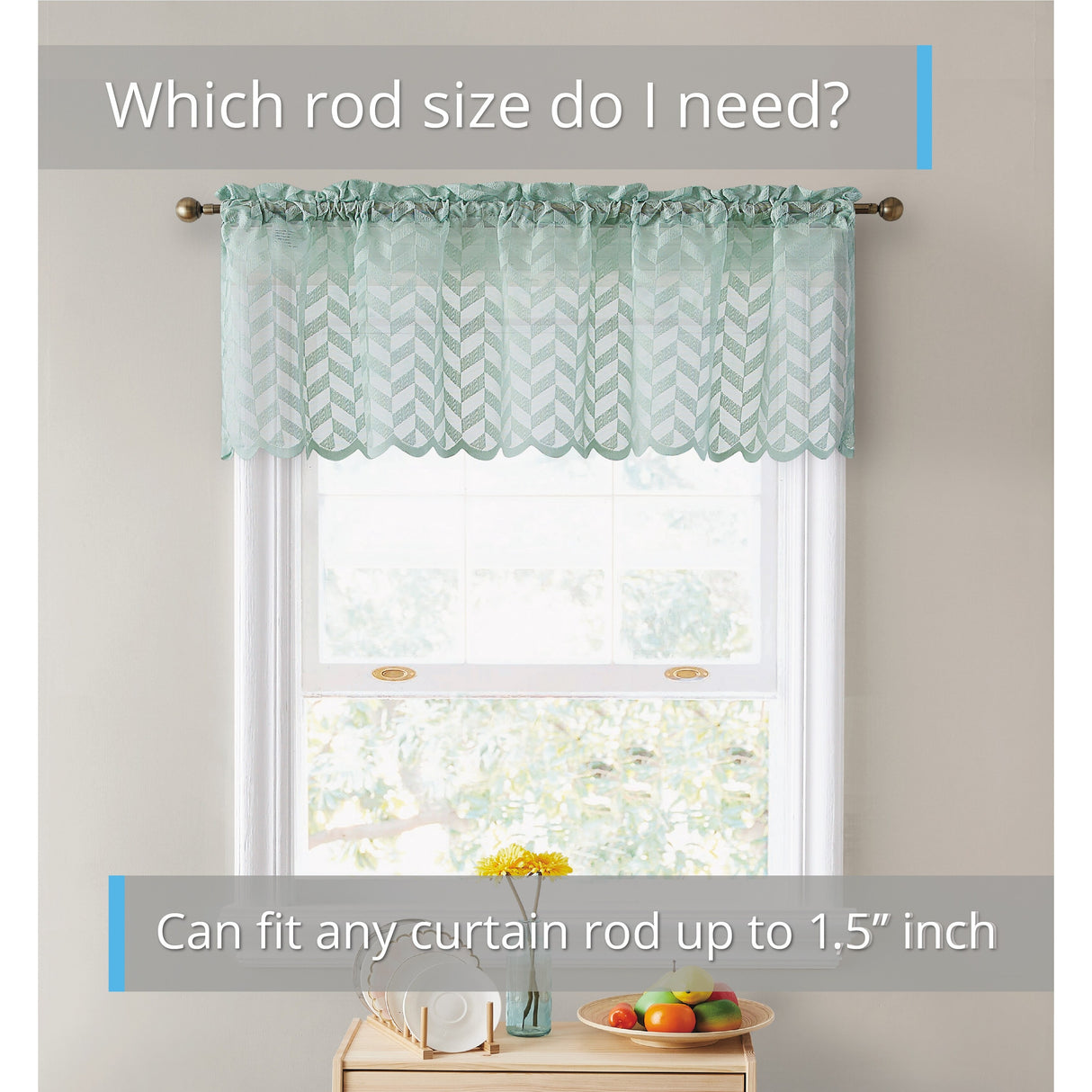 HLC.me Herringbone Lace Sheer Kitchen Cafe Curtain Tiers Swags Valance for Small Windows & Bathroom
