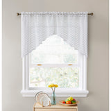 HLC.me Herringbone Lace Sheer Kitchen Cafe Curtain Tiers Swags Valance for Small Windows & Bathroom