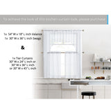 HLC.me Herringbone Lace Sheer Kitchen Cafe Curtain Tiers Swags Valance for Small Windows & Bathroom